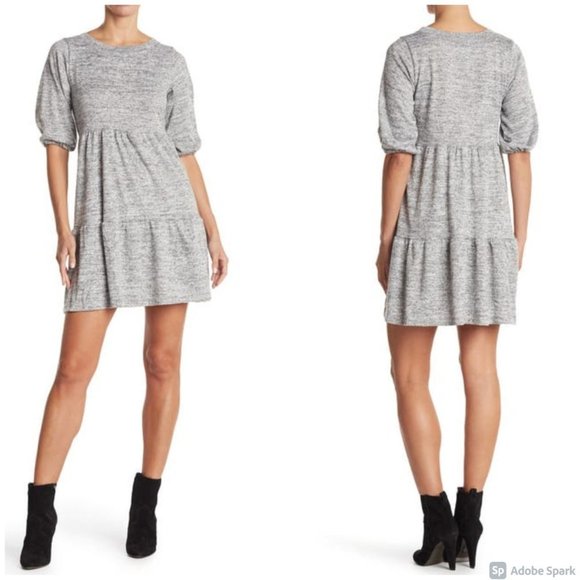 Ceny Crew Neck Elbow Length Bubble Sleeve Dress - Picture 2 of 4